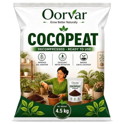 Image of Pure Cocopeat Powder Ready to Use 4.5 kg. Perfect Coco Soil for Potting Mix. Natural Coconut Coir Fibres by Oorvar