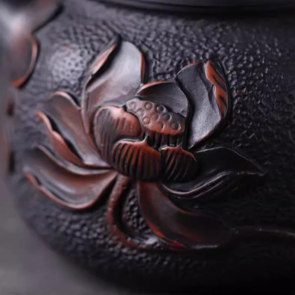Tea Infuser Tea Kettle Lotus Decorated Teapot Retro Teapot Household Kung Fu Tea Set Hand-carved Teapot Large Capacity Tea Pot Tea Steeper