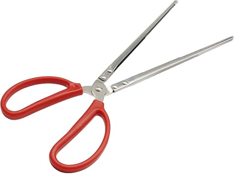 15 Inch Snake Feeding Tongs, Serrated Tip Steel Reptile Tweezers | Safe Extended Feeding Distance, Non-Slip Silicone Handle Grip, Versatile For Terrarium And Aquarium Maintenance
