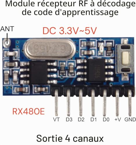 QIACHIP RX480E 433 MHz Module RF émetteur et récepteur 4 canaux EV1527 – vue 2