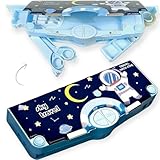Umadiya® Estuche magnético con accesorios para niños., 2. Caja magnética espacial, Caja magnética para lápices de astronauta