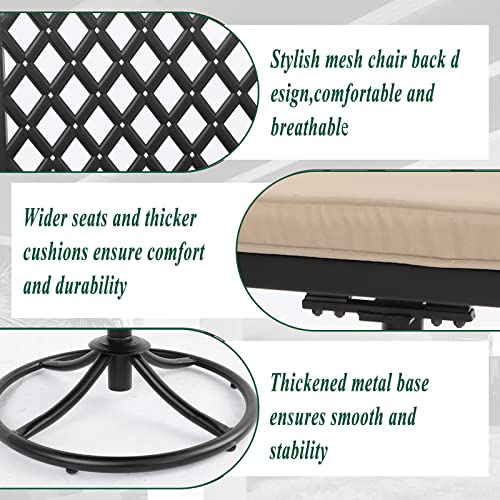 Okida 7-Piece Patio Dining Set, Outdoor 6-Seater Chairs Table Patio Furniture Sets Swivel Stackable Metal Dining Chairs With Cushions And Rectangular Table With Umbrella Hole For Porch Yard Pool Deck #TOP3