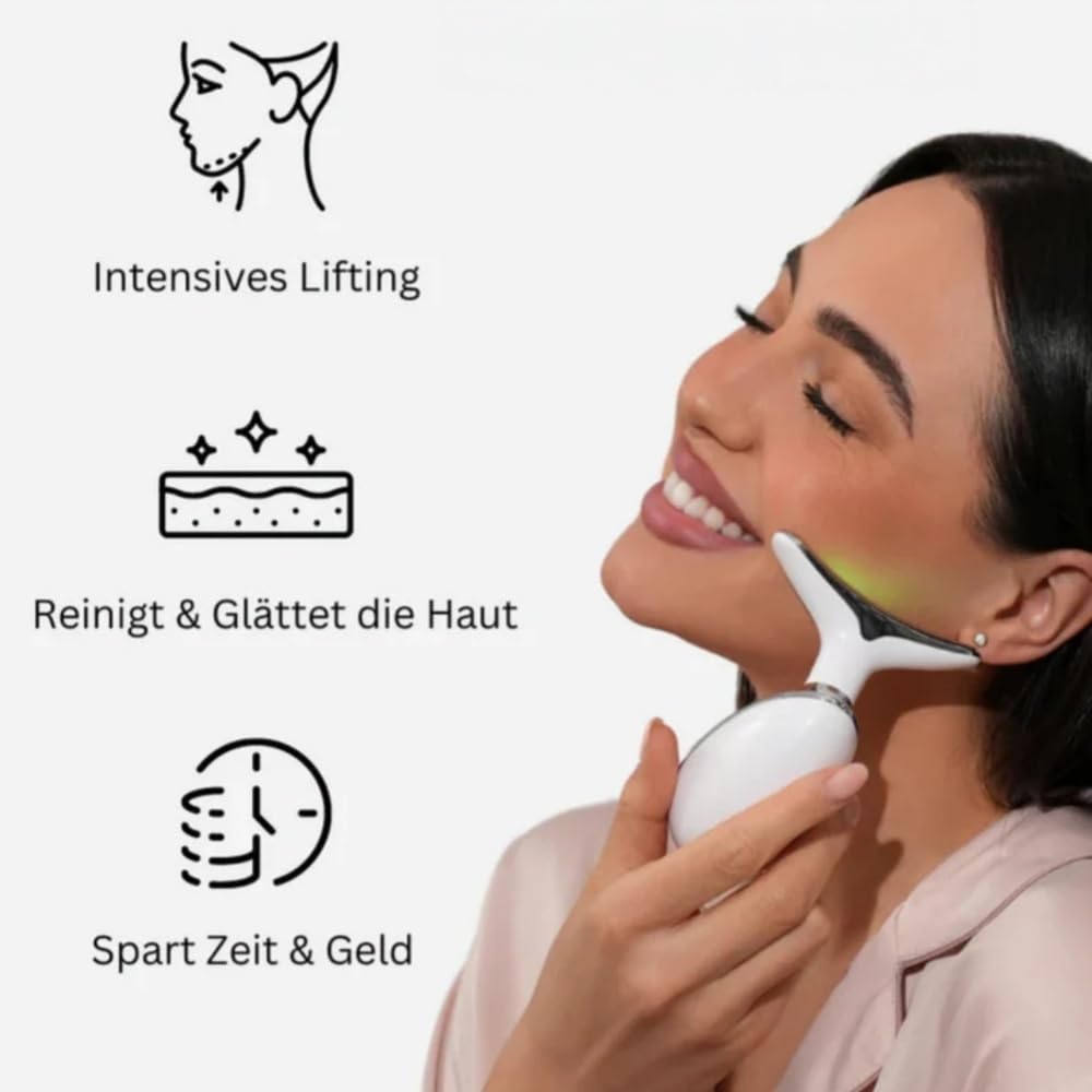 Vespera Clear & Lift Gesichtsmassagegerät - 7 Farben LED,3 Modi, Konstante Erwärmung, V - Shape & Doppelkinn Entfernung, für Damen & Herren