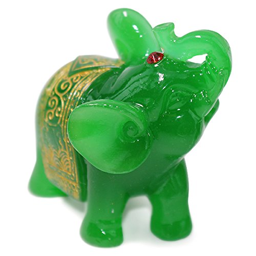 We Pay Your Sales Tax Feng Shui Set Of 3 Elephant Statues Wealth Lucky Figurines Home Decor Housewarming Congratulatory Gift (Green Jade) #TOP2