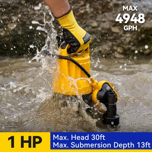 Acquaer 1Hp Sump Pump 4948Gph Submersible Drain Pump With Automatic Float Switch, Remove Clean/Dirty Water For Basement, Hot Tub, Pools, Garden Pond #TOP1