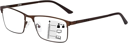 Gafas de lectura progresivas multienfoque para hombres y mujeres, de metal, medio marco de metal, bloqueo de luz azul, lectores multifocales