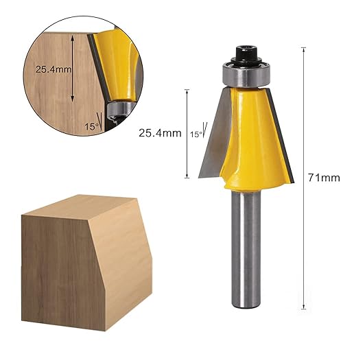 Miniatura 2 de Wolfride Juego de brocas de enrutador de chaflán de 3 piezas, brocas de enrutador biselado de vástago de 14 pulgadas 15 22,5 30 grados