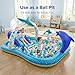 Kiddie Pool with Slide Inflatable Play Center Wading Lounge Kids Pool, Coconut Palm Sprinkler, Water Game Play Center, 95''x75''x40'', White (Blue-White)