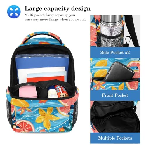 Sac à dos d'école pamplemousse grande capacité avec trousse à crayons