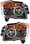 Evan-Fischer Headlight Set Compatible with 2008-2015 Nissan Armada Left Driver and Right Passenger Side Halogen With bulb(s)