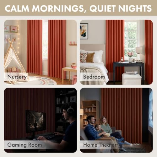 Image of ANRODUO Burnt Orange Back Tab Blackout Curtains 84 Inch Long 2 Panels