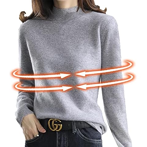 JINGLING damski golf z długim rękawem | damski sweter z dzianiny z półdekoltem, zimowy slim fit dla kobiet, dziewcząt