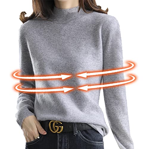 Suéteres para mulheres, suéter feminino de manga comprida de lã quente meia gola rolê | suéter macio