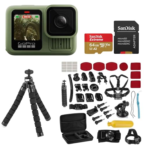 GoPro HERO13 Black - Waterproof Action Camera with 5.3K60 Video, 27MP Photo, Bundle with Froggi Extreme Sport 47-pc Acce - Detailed View