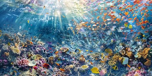 Broderie diamant animaux marins 5D pour créer une décoration murale salon