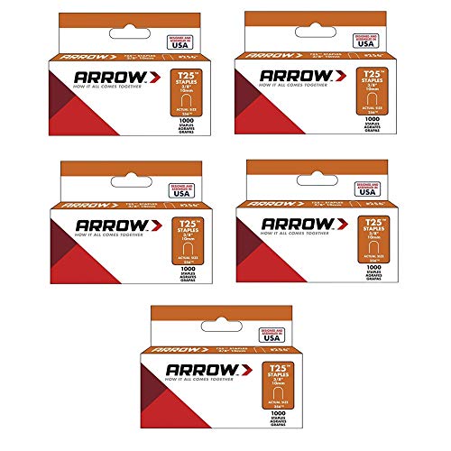 Agrafes T25 Arrow Fastener 3/8 pouces authentiques en lot de 5 boîtes