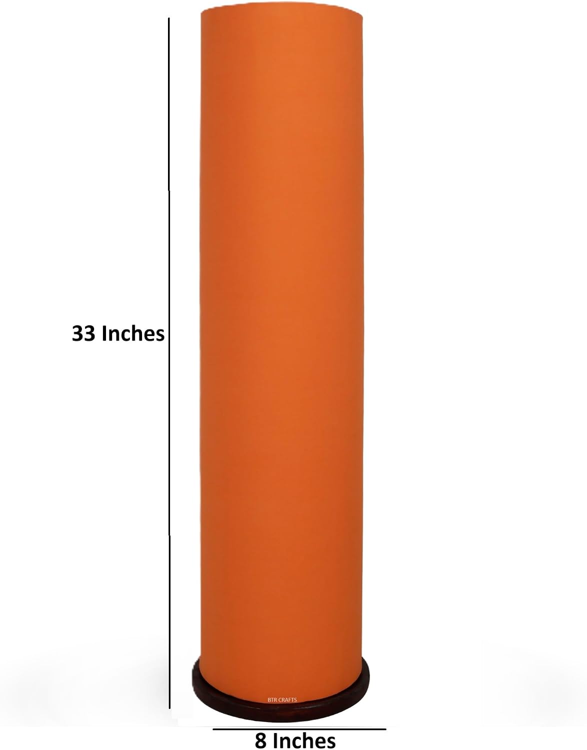 Wooden Base Corner Decorative Floor Lamp, Cylinder Shape Bedroom, Living Room, Home Décor, Pack of 1 (Orange)