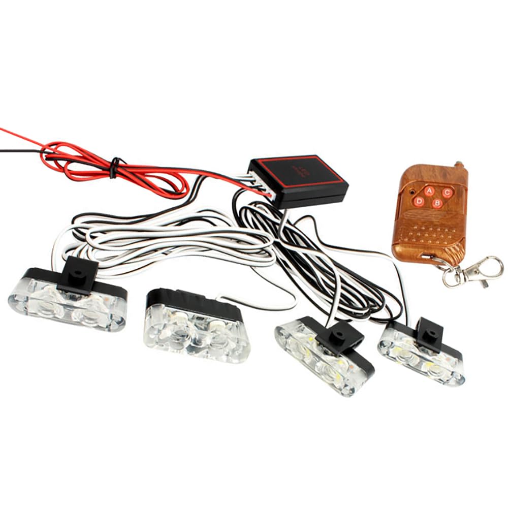 Baceyong Samochodowe światło stroboskopowe 4 x 2 diody LED, z bezprzewodowym pilotem zdalnego sterowania, migające światła 12 V