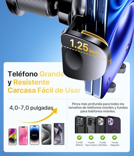 Miniatura 8 de Miracase Soporte Movil Coche Gancho Metálico Resistente Suporte Telemovel Carro En Rotación 360 Y Manejo Con Una Sola Mano,Compatible Con Phones 4.0 -7.0