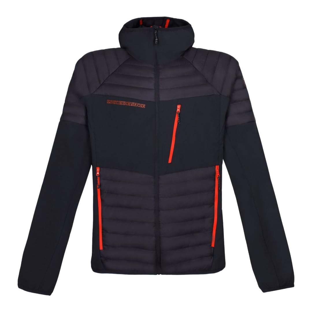 Rock Experience Męska bluza z kapturem Blackstone Hybrid Man Jacket kurtka techniczna, wiatroszczelna, czarna/czerwona, XXL, czarny/czerwony, XXL