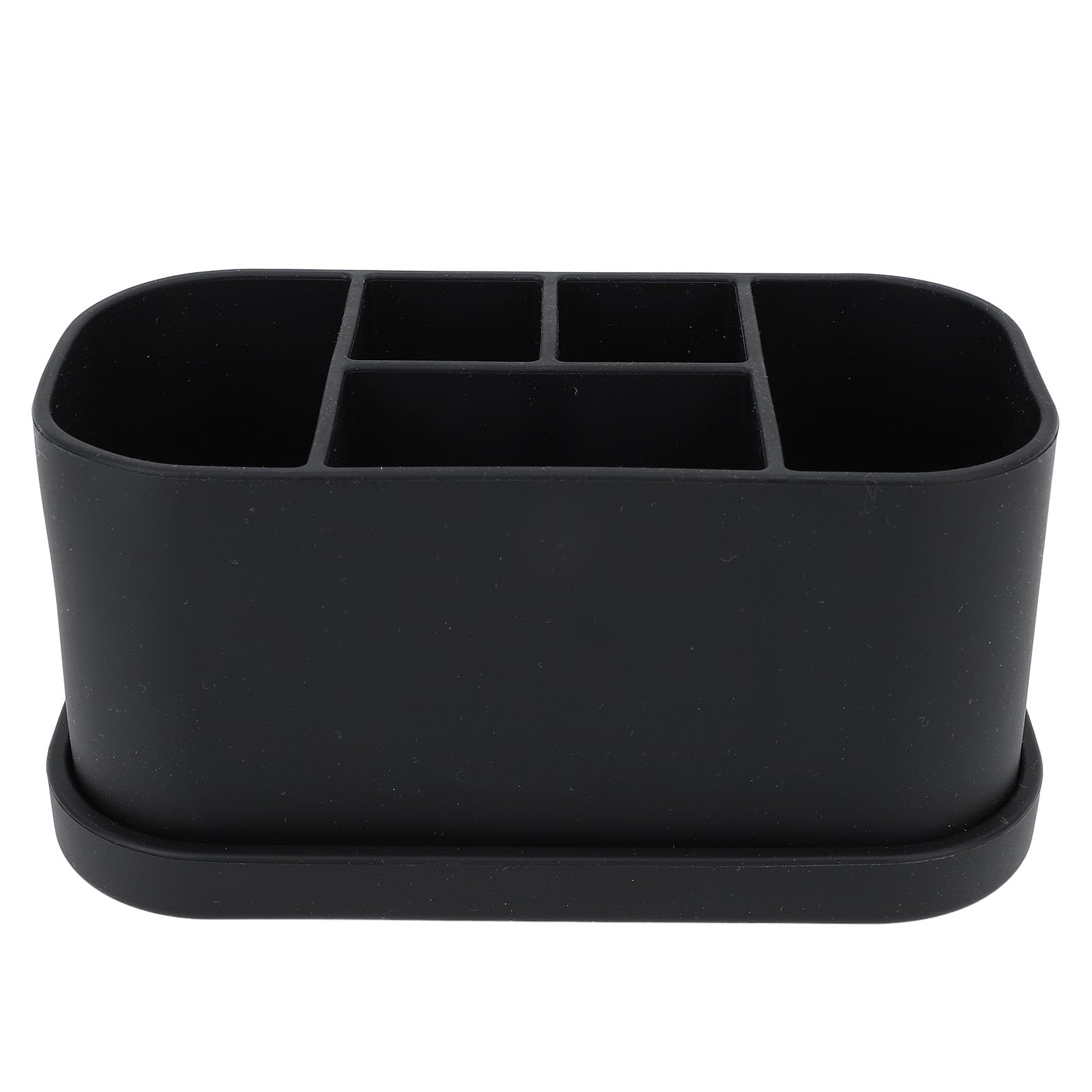 Wakects Portaspazzolino in Silicone per Dentifricio, Supporto per Spazzolino in Silicone a 5 Slot con Fori di Drenaggio, Organizer da Appoggio per Bagno con Aspirazione a Parete per Spazzolini da