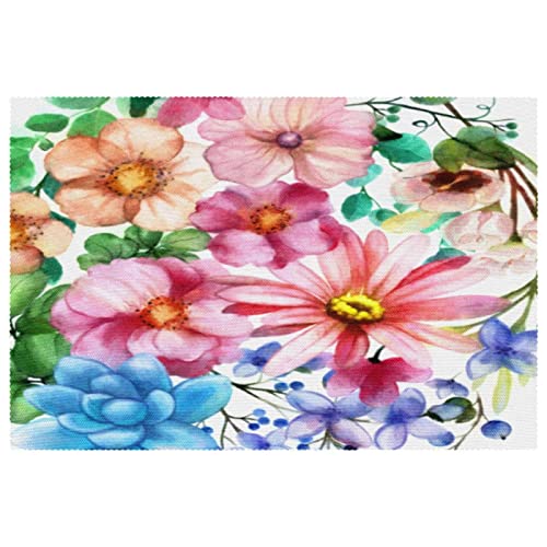 Set de table fleurs tropicales pour repas d'été en terrasse x6