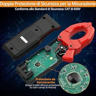 Neoteck Pinza Amperometrica Digitale, Multimetro con Pinza True RMS 600A 4000 Counts, Tester per Corrente AC/DC, Capacità, Continuità, Resistenza, NCV per Elettricisti, Industriale e Energia Solare