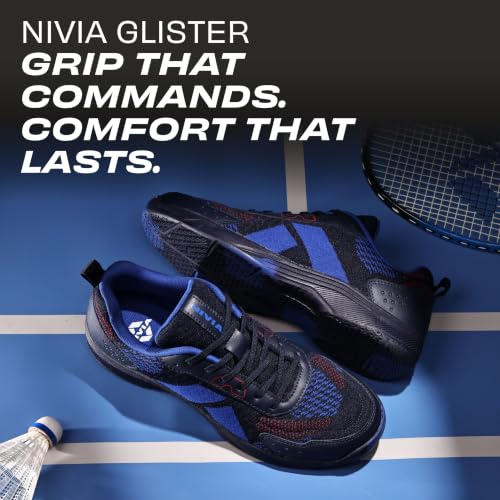 Image of Nivia Glister 2.0 Badminton Shoes for Men | Your Ultimate Companion for Superior Court Performance | Badminton Sports Shoes | Best Non Marking Court Shoes | (Grey /Orange /Red)