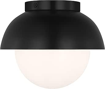 Scott Living Hyde Modern 1-Light Indoor dimmable Medium Flush Mount Ceiling Light in Midnight Black Finish with Opal Glass Shade