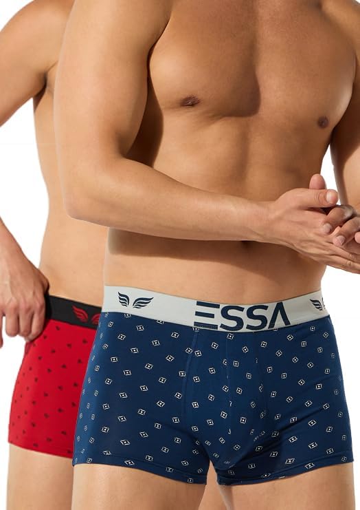 ESSA Men's Cotton Trunks (Pack of 2) | Comfortable & Breathable Underwear, Innerwear Stylish Design | Ideal for Everyday Wear