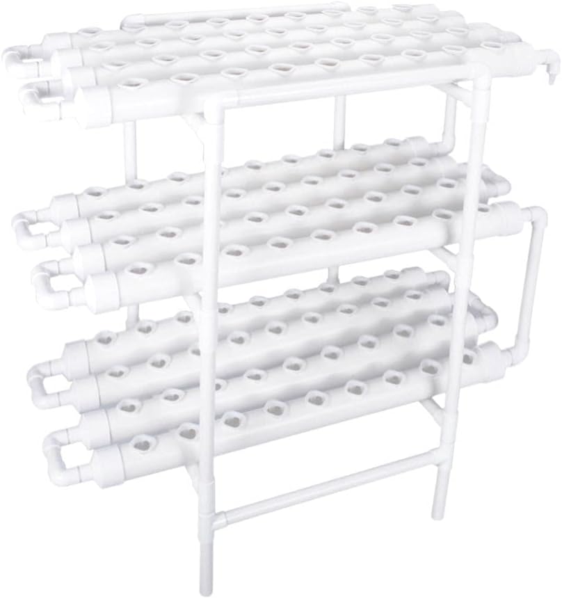 Hydroponics Growing System Kit,108 Plant Sites 3 Layers Food-Grade PVC-U Pipes Hydroponic Grow Kit Gardening System with Water Pump, Timer,Net Pots and Sponge for Vegetables,Fruits,Herb