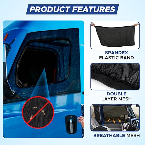 Image of EcoNour Truck 2-Pack Side Window Shade | Stretchable & Breathable Mesh Privacy Blackout Sunshade for Semi Truck - Kenworth T680 / Peterbilt 589, Peterbilt 579 (XXXL 30 inch x 48 inch)
