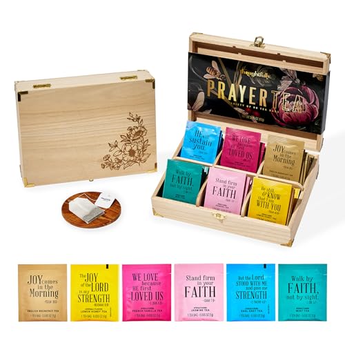 Thoughtfully Gourmet, Christian Prayer Tea Gift Set with Bible Verses, Includes 90 Teas in 6 Flavors...