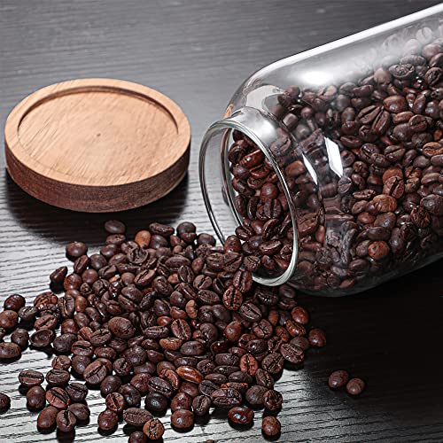 Molfuj 1200Ml/40Fl Oz Glass Storage Container With Wood Lid, Large Decorative Organizer Bottle Canister Pantry Jar With Air Tight Wooden Lid For Food, Coffee, Candy, Cereal, Rice, Flour, Pop, Spaghetti #TOP4