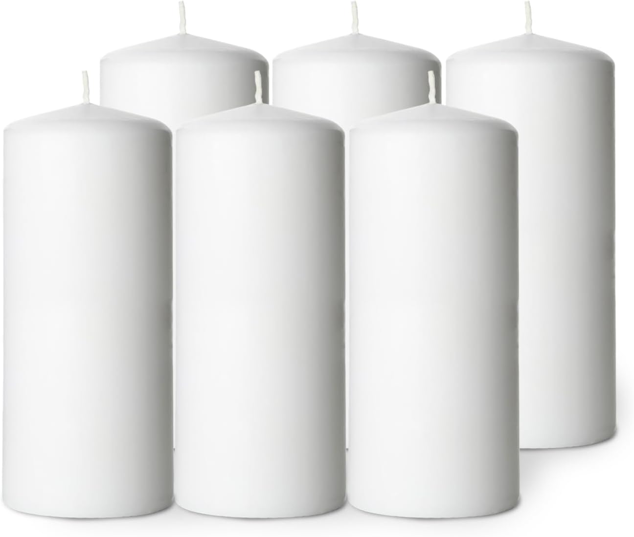 Unscented White Pillar Candle Bulk 3x6, 6 Pack, Long Lasting 70 Hour Burn, Wax Pillar Candles for Home Decor, Smokeless Dripless Candle for Dinner Table, Wedding, Bathroom
