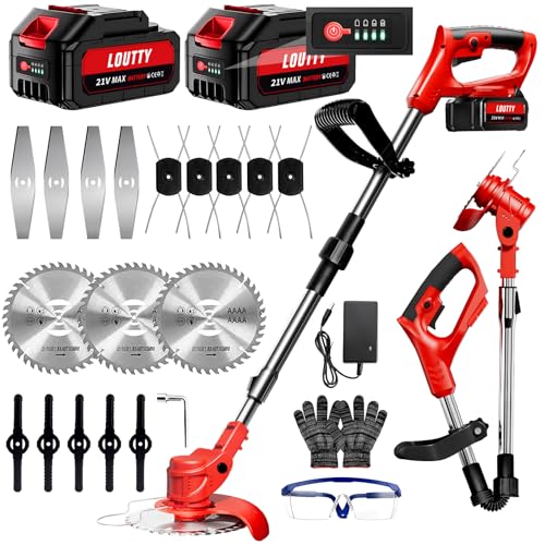 Loutty 草刈り機 充電式 コードレス 4000mAh大容量バッテリー2個搭載...