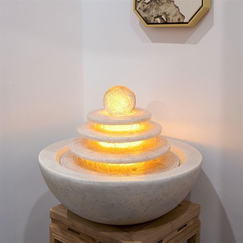 Tabletop Water Fountain Wealth Attracting Running Water Ornaments Circulating Water Modern Light Luxury Desktop Water Features Living Room Rockery Fountains for Home and Office Decor
