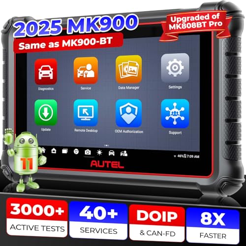 Autel MaxiCOM MK900 OBD2 Auto Diagnostica: 2025 come MK900BT Scanner, Aggiornato MX900 MX808S MK808BT Pro MK808S MK808Z Diagnosi Auto Bidirezionale, CANFD&DOIP, 3000+ Test Attivi, 40+ Servizio, 11 OS
