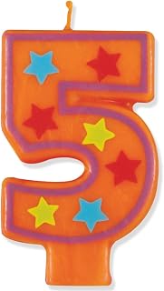 Number 5 Star Birthday Candle - 3.5", Orange, 1 Pc