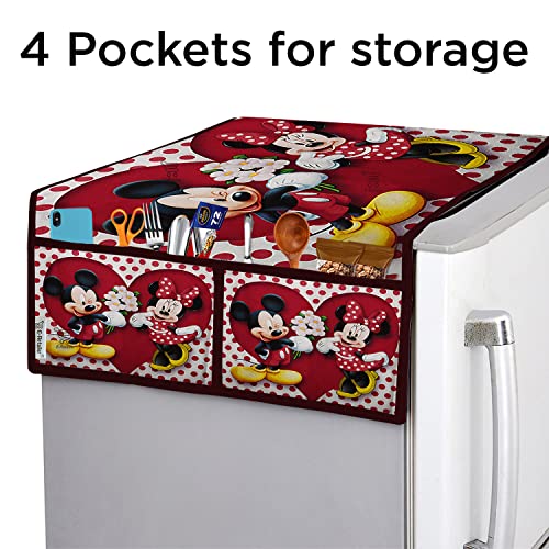 Image of Polyester 3-Layered Fridge Top Cover with 6 Utility Pockets Cartoon Print(Multicolor, Size-39x21 Inches), set of 1 fridge top (dn86)