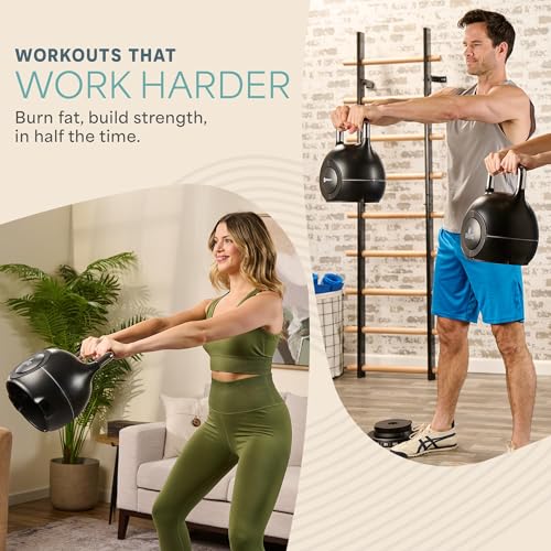 Image of LifePro 7-in-1 Adjustable Kettlebell - PowerStone, Die-Cast Aluminum & Steel, Space-Saving Set with Handle-Twist Adjustment - Strength Training Kettlebell with Storage Base