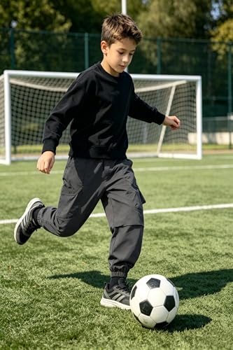 Pantalon cargo décontracté garçons résistant et facile à enfiler gris