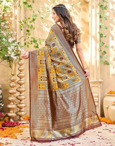 Image of SIRIL Women's Banarasi Soft Silk Blend Banarasi Jacquard Saree With Unstitched Blouse Piece