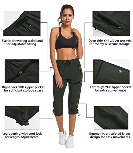 ChinFun Calça capri feminina para caminhada ao ar livre com secagem rápida e resistente à água, FPS