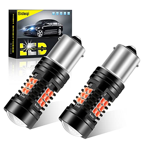 Sidaqi 2X 1156 BA15S P21W bombilla LED luz de freno del coche luz de estacionamiento luz trasera luz antiniebla trasera 21SMD 3030 chip diseño de doble lente luz LED impermeable 12V-rojo