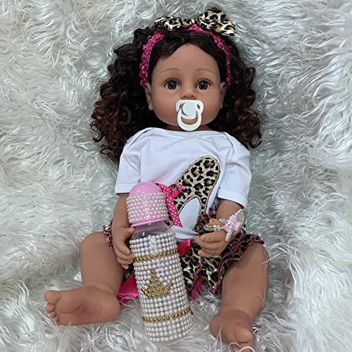 Muñeca Reborn Realista 22 pulg Negra Silicona miniatura 2