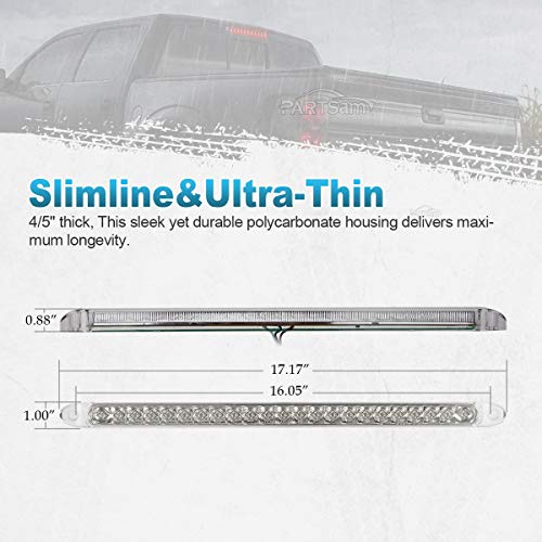 Image of Partsam Submersible 17 inch Clear Lens Red 23 LED Trailer Truck RV Stop Turn Tail Rear 3rd Brake Identification Light Bar (Pack of 1)