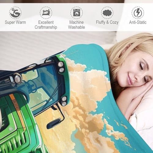Couverture tracteur vert plaid canapé idéal soirées d'hiver cocooning