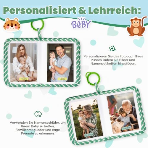 Lanpn Mein erstes Buch Baby Fotoalbum 17 10x15 Fotos, Babyalbum mit Beißring und Anhänger Fotobuch zum Stoff… – Ansicht 4