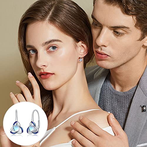 Celtic Earrings 925 Sterling Silver Moonstone Dangle Drop Hoop Earrings Trinity Knot Leverback Earrings Irish Jewelry Gifts for Women Hypoallergenic4